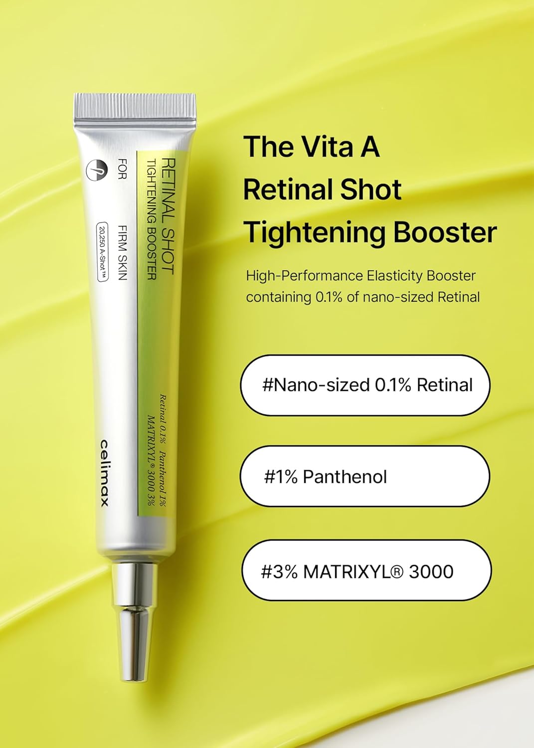 celimax The Vita A Retinal Shot Tightening Booster | with Retinal, Matryxyl, Pore Minimizer, Wrinkles & Fine Lines, Firmer Skin, 15ml