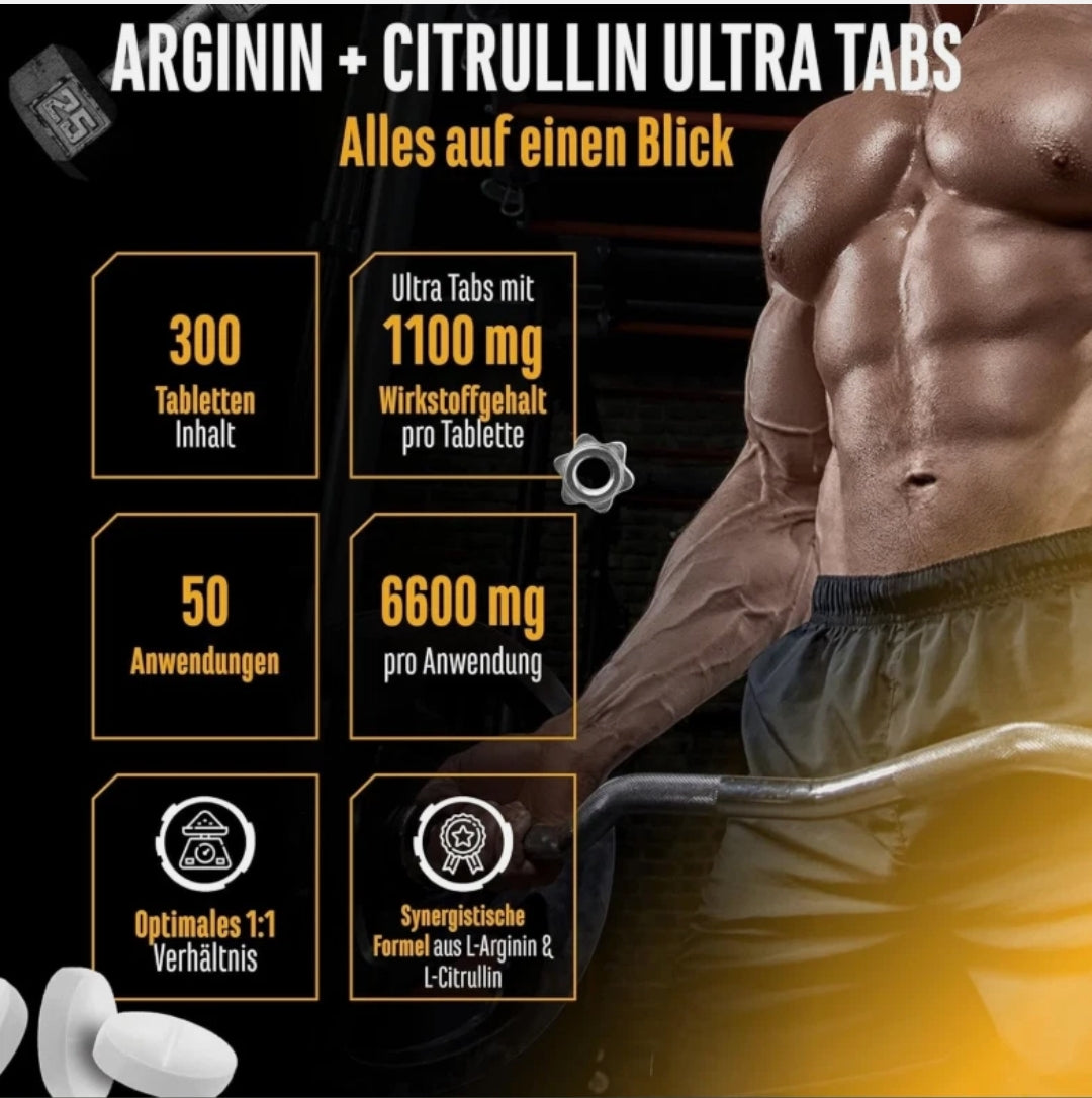 L-Arginin & L-Citrullin 1100 mg – 320 Kapseln NO-Booster Hochdosiert